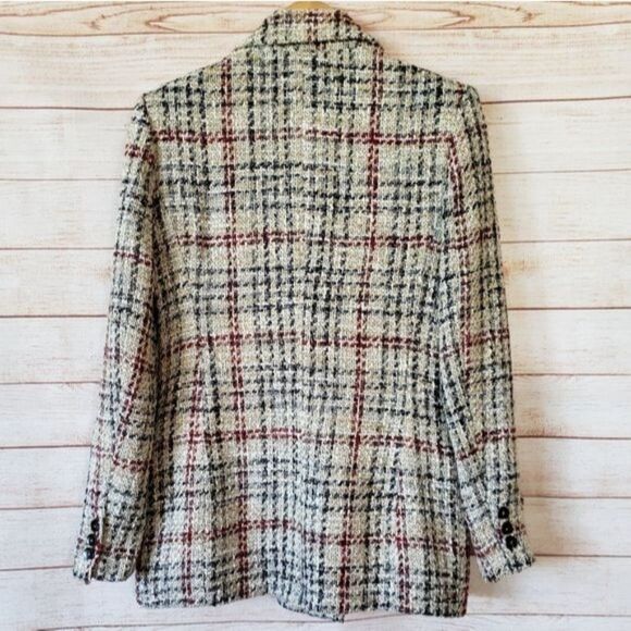 Zara Long Sleeve Double Breasted Woven Lined Blazer Front Flap Pockets Medium - Picture 13 of 16